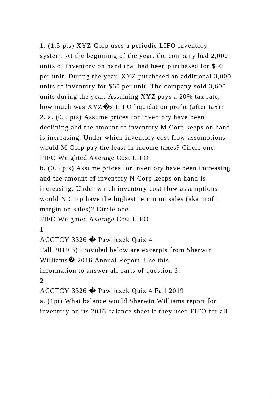 1. (1.5 pts) XYZ Corp uses a periodic LIFO inventory system. At the .docx_dbu0593fhvq_page2