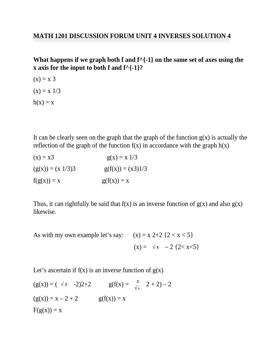 MATH 1201 DISCUSSION FORUM UNIT 4 INVERSES SOLUTION 4.docx_dbup31y97jx_page1