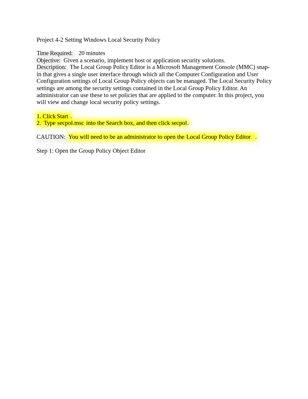 CIS 2350C 4-2 Hands-On Project Setting Windows Local Security Policy.docx_dbv37kbmg17_page1