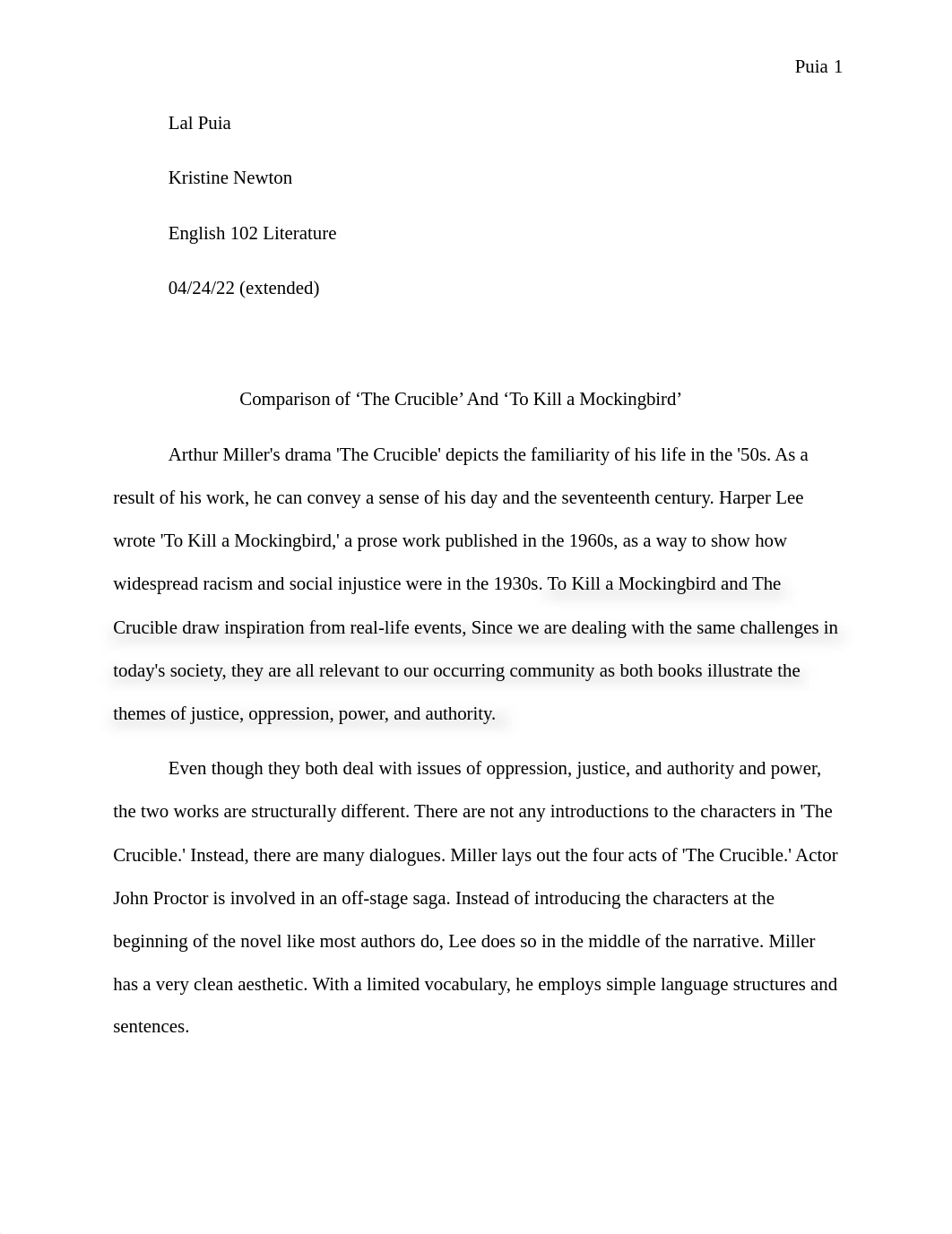 SIMILARITIES AND DIFFERENCES OF THE CRUCIBLE AND TO KILL A MOCKINGBIRD-2.docx_dbvcay71w74_page1