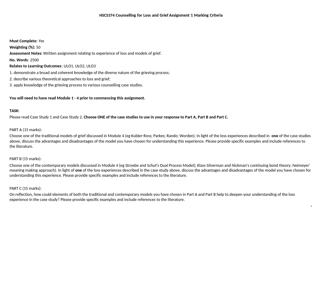 HSCS 374 Assignment 1 marking criteria.docx_dbw68tfji98_page1