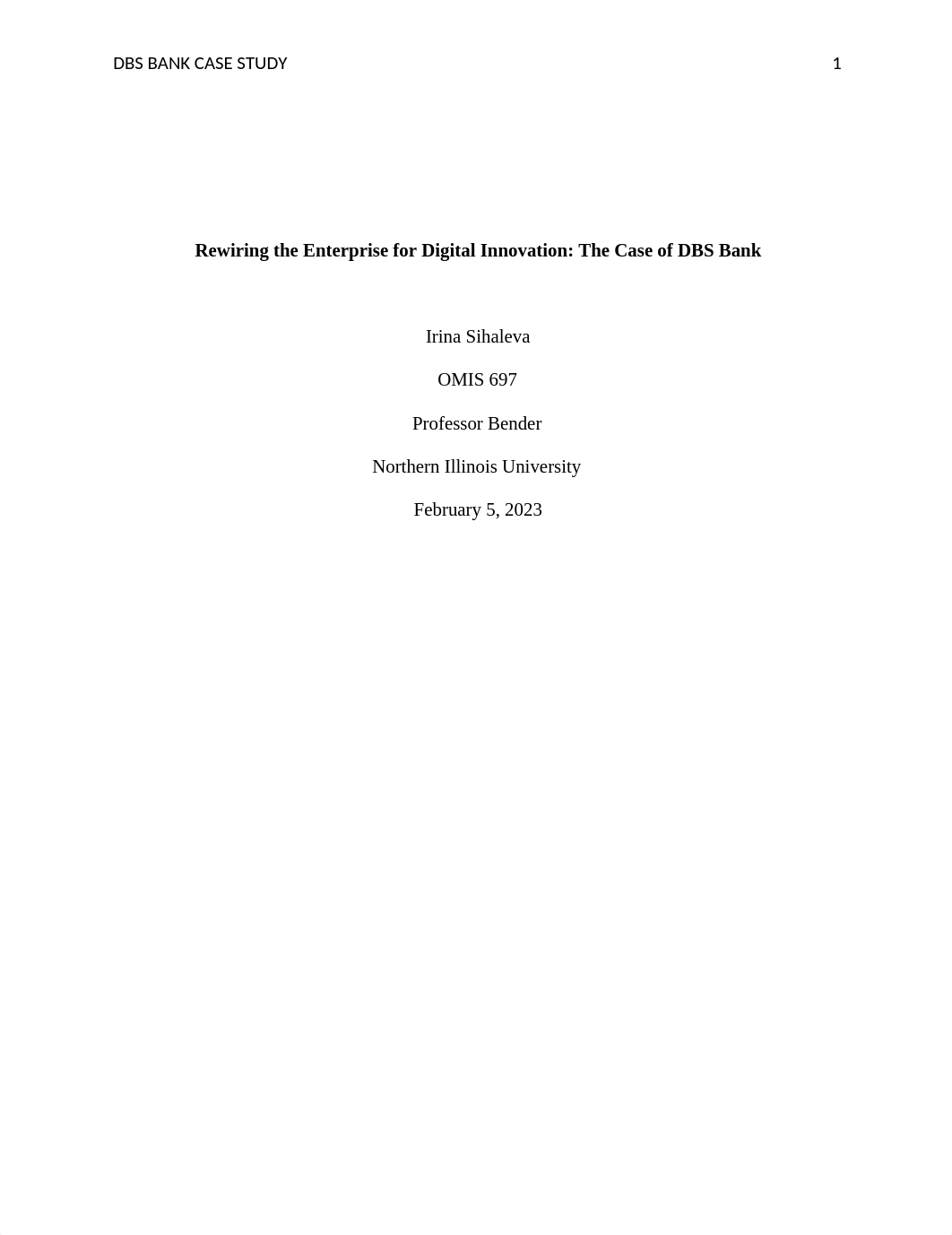 DBS Bank Case Study. Irina Sihaleva. OMIS 697.docx_dbxmhrqq014_page1