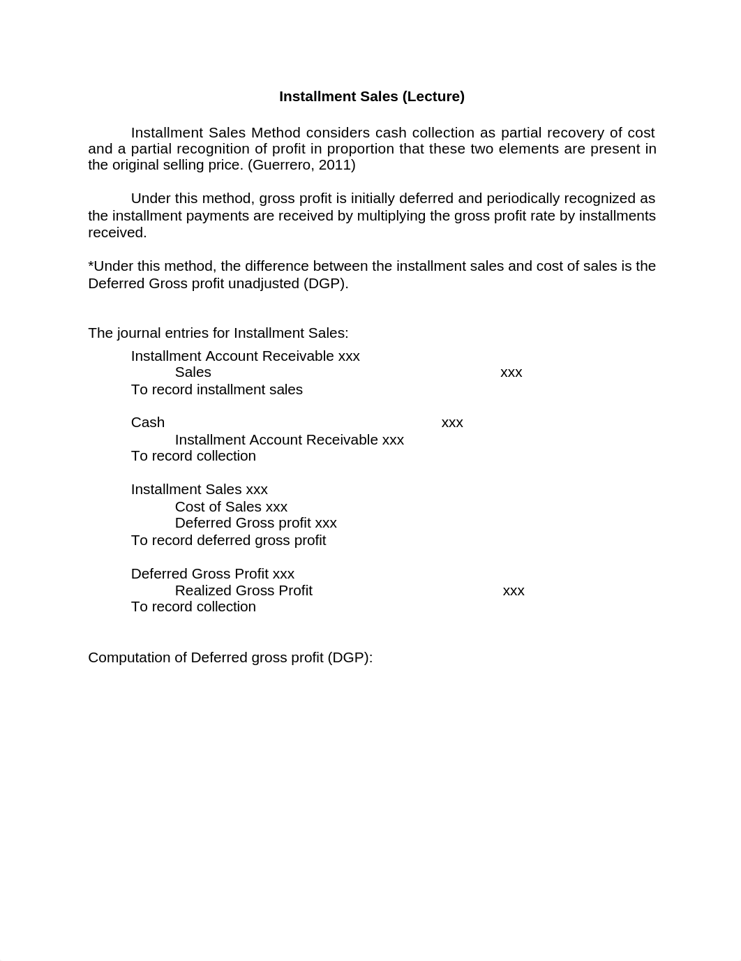 Installment Sales (Lecture Notes)_dbxozvzaomu_page1