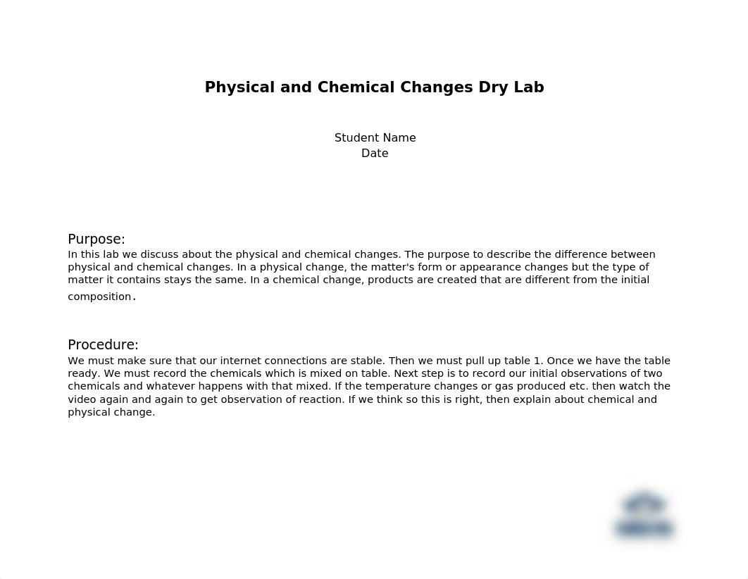 Lab Report Physical and Chemical Changes Dry Lab 2022 (1).docx_dby3tb59n6e_page1