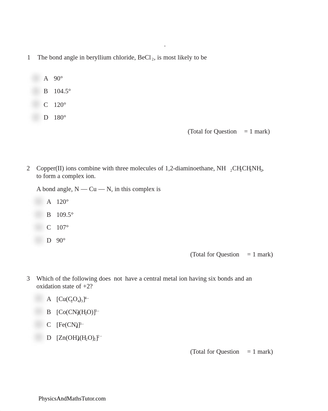 Shapes of Molecules & Ions (Multiple Choice) QP.pdf_dbykjg9hfew_page1