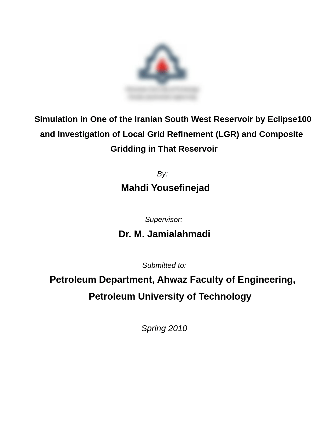 Simulation in One of the Iranian South West Reservoir by Eclipse100 and Investigation of Local Gr.pd_dbyqvf6n2bf_page1