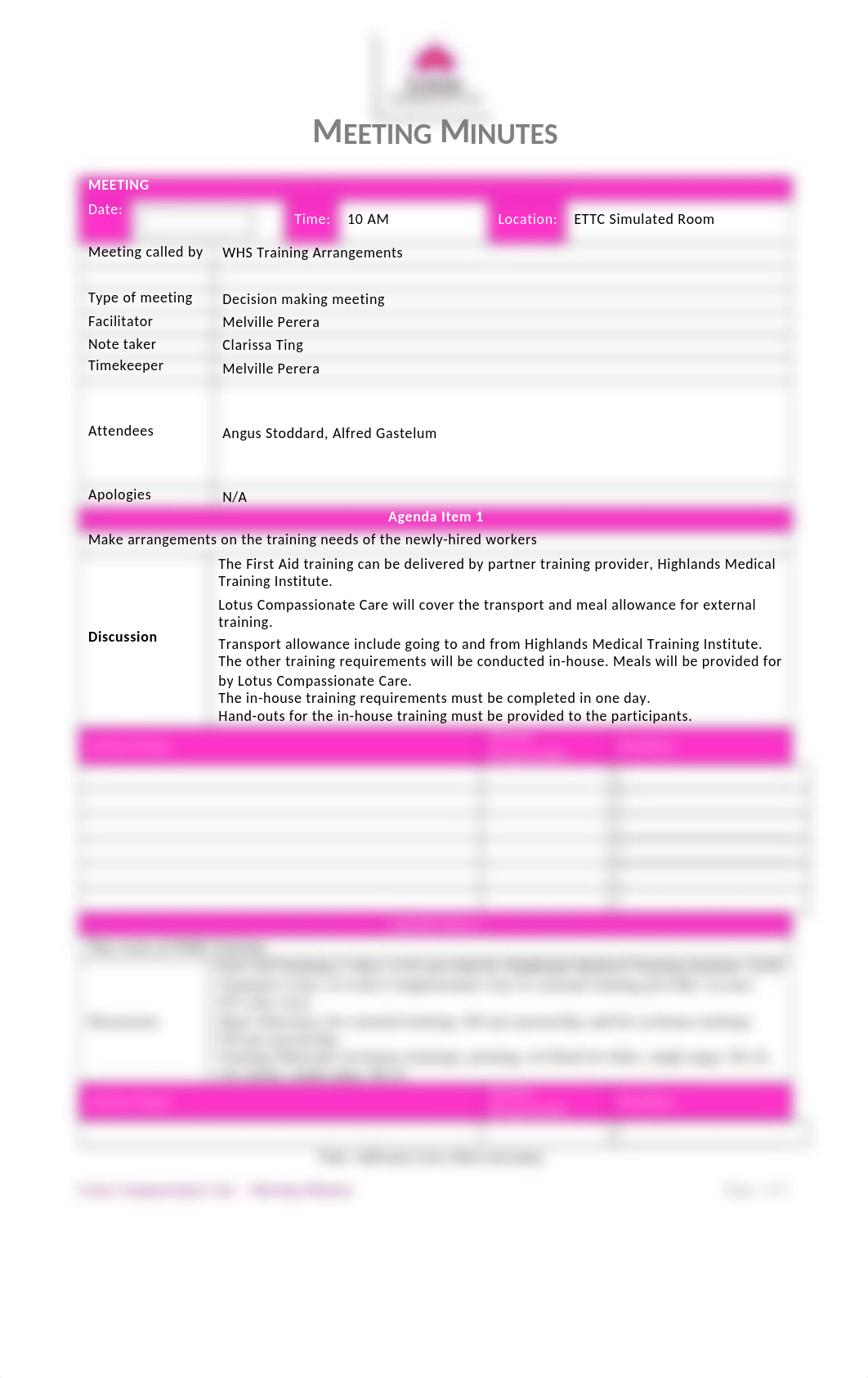 BSBWHS401 - Case Study 1 Task 1 Meeting Minutes.docx_dbzrvqj389v_page1