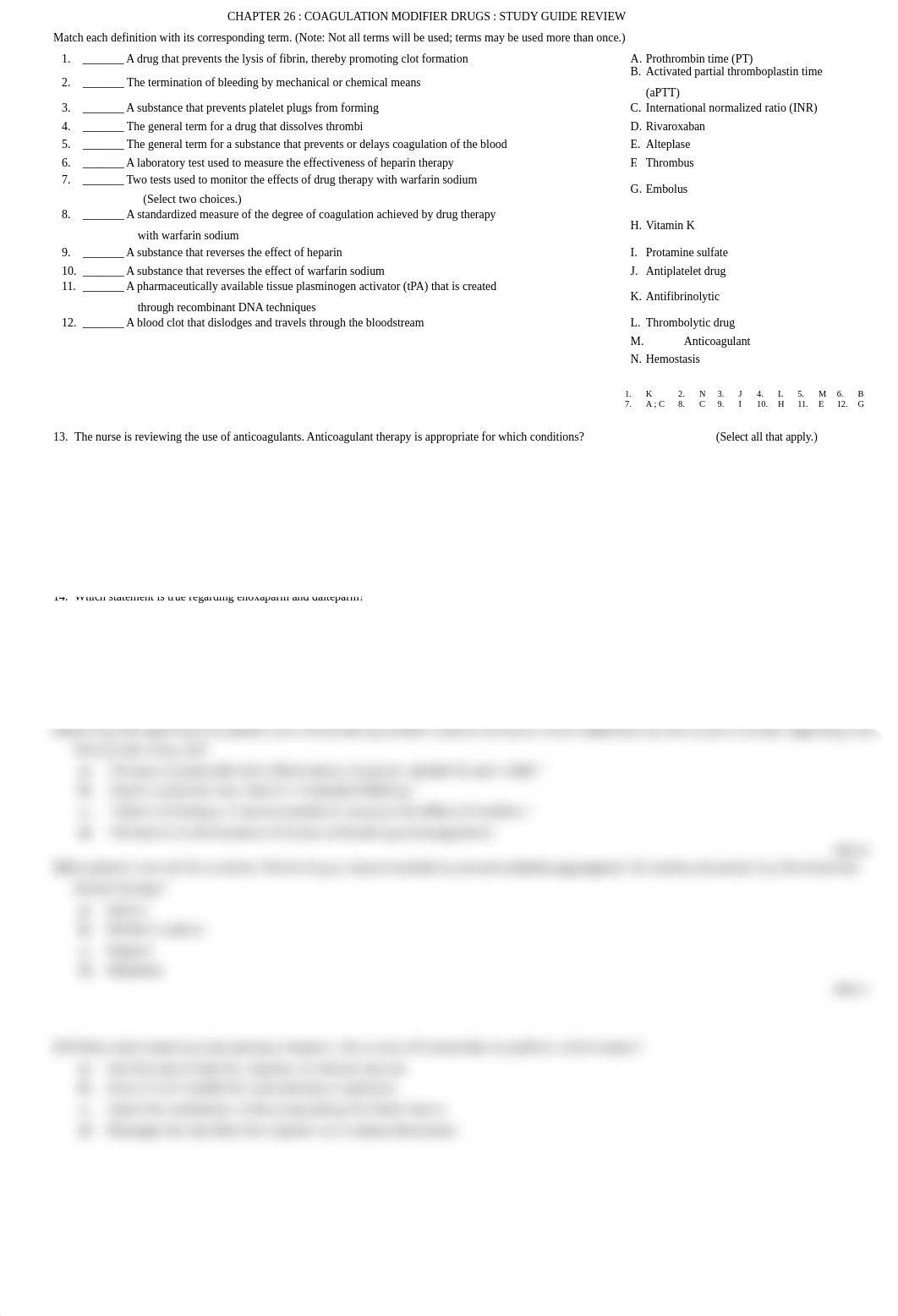 CHAPTER 26_COAGULATION MODIFIER DRUGS_STUDY GUIDE REVIEW.docx_dbzyeegcj26_page1