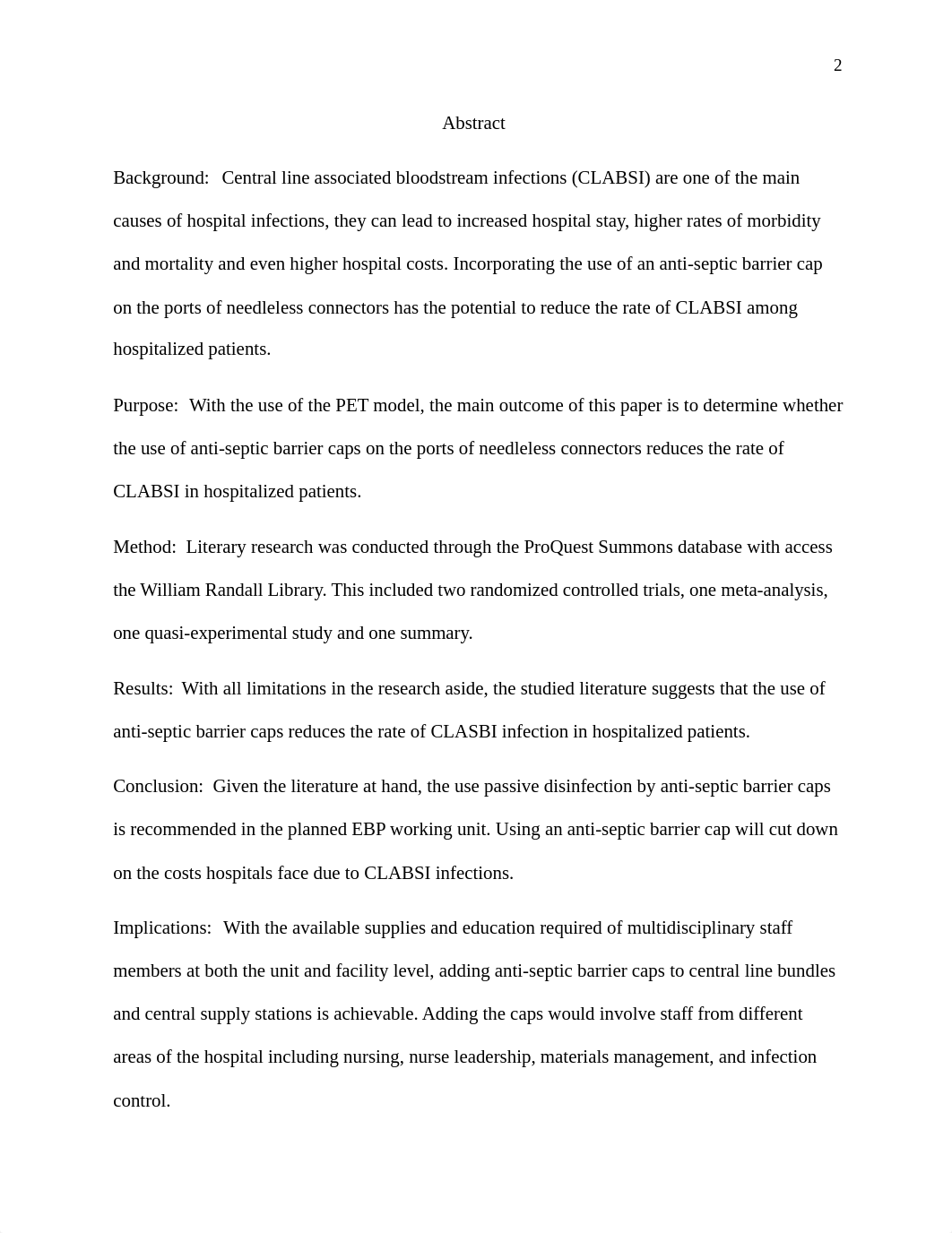 Reducing CLABSI with Antiseptic Caps NSG 415 Spring 2023.docx_dc0b7kzsz04_page2