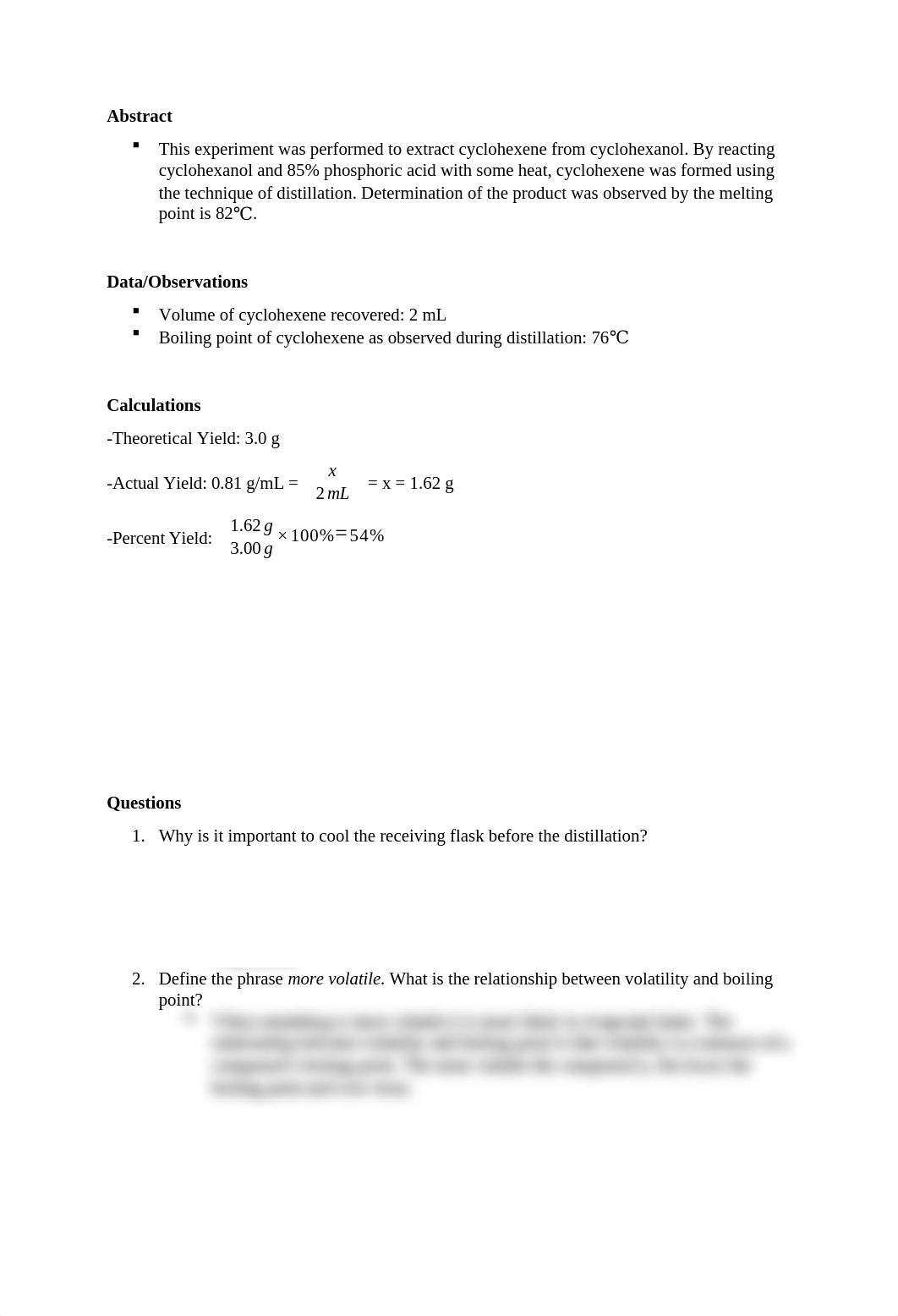 Organic Chemistry Experiment #4 Cyclohexene from Cyclohexanol.docx_dc1ch31ku2l_page2