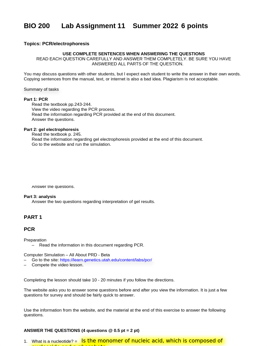 BIO 200 Lab Assignment 11 PCR summer 2022.docx_dc2etpch88d_page1