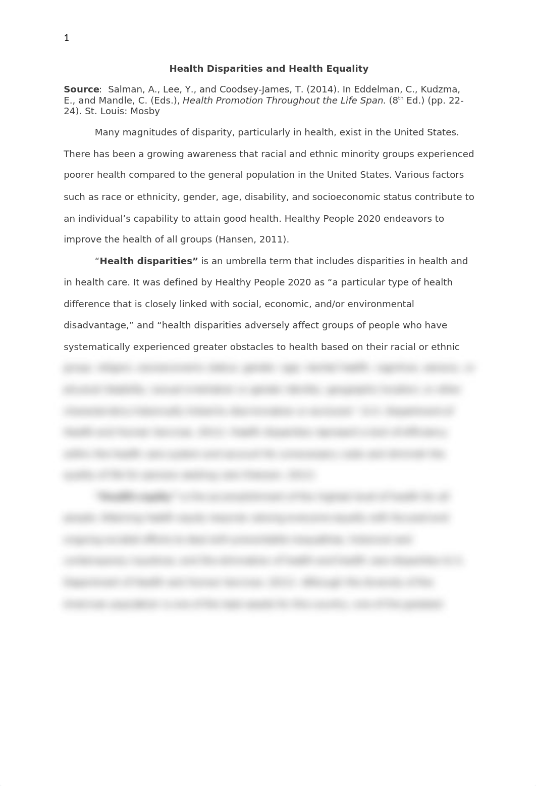 Edelman et al. Chapter 2 Health Disparities, Health Equality, and Emerging Populations on the United_dc3dnb4sq1k_page1