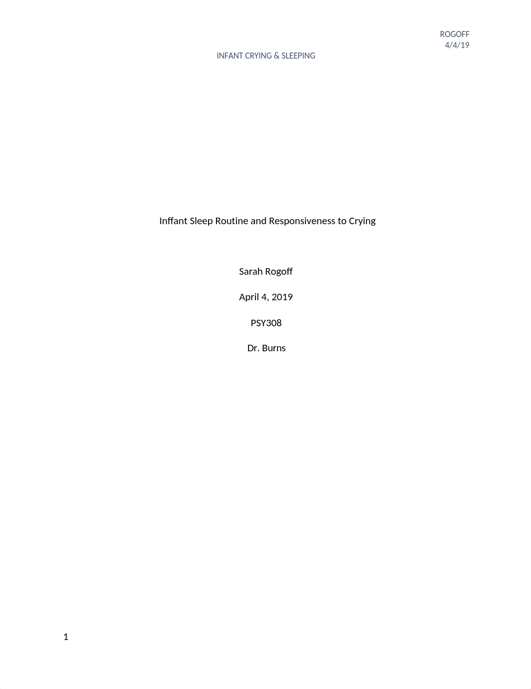 PSY308 Paper 2 Infant Crying:Sleeping.docx_dc3jgp5bd1u_page1