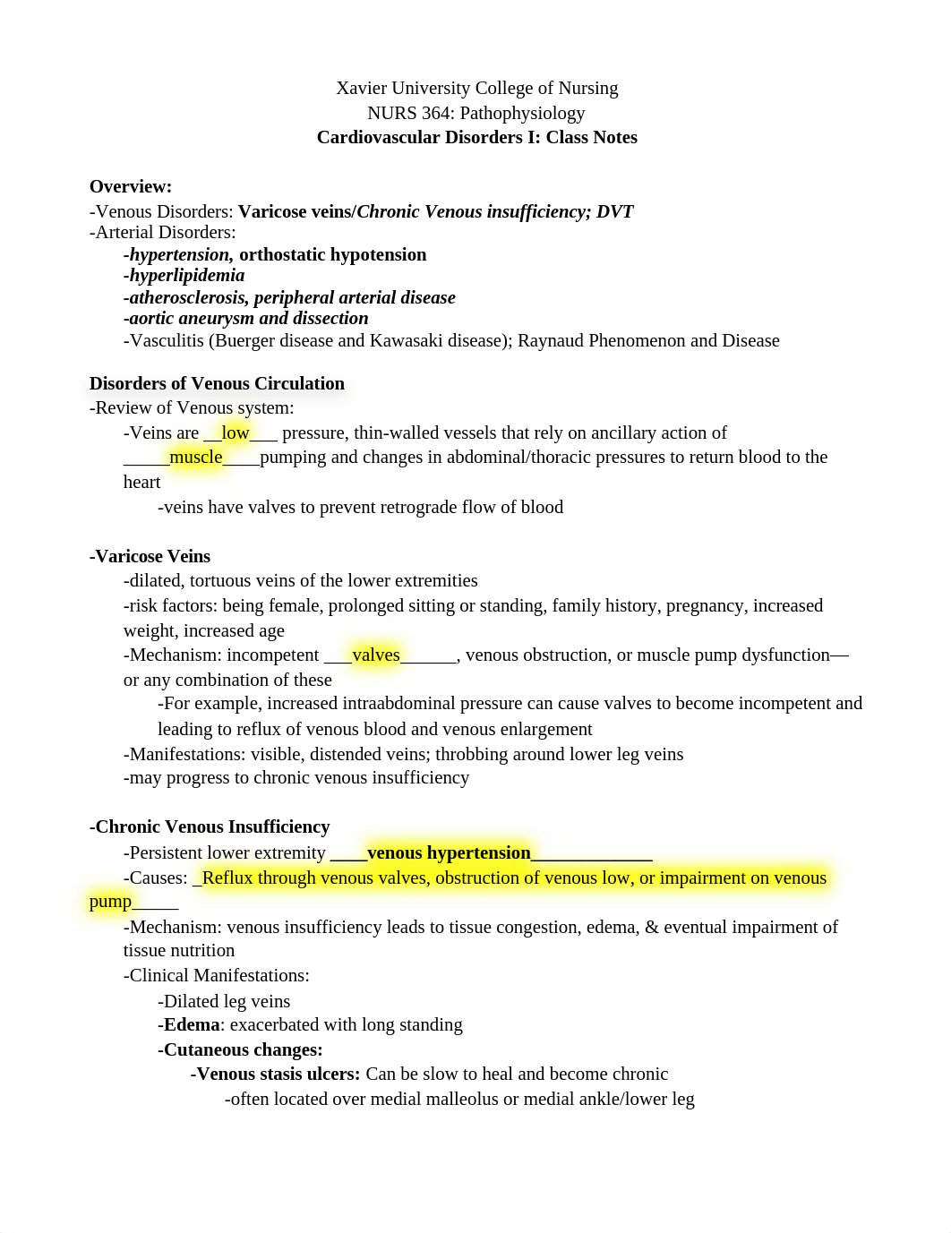 Cardiovascular Disorders I Class notes 2020 ANSWERS.docx_dc3v6yz4t5m_page1