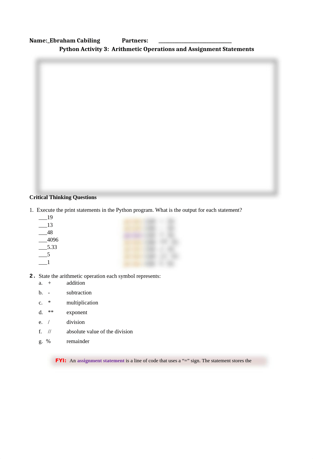 Python Activity 03 Arithmetic Operators and Assignment Statements  - POGIL.docx_dc3xf2ovn3f_page1