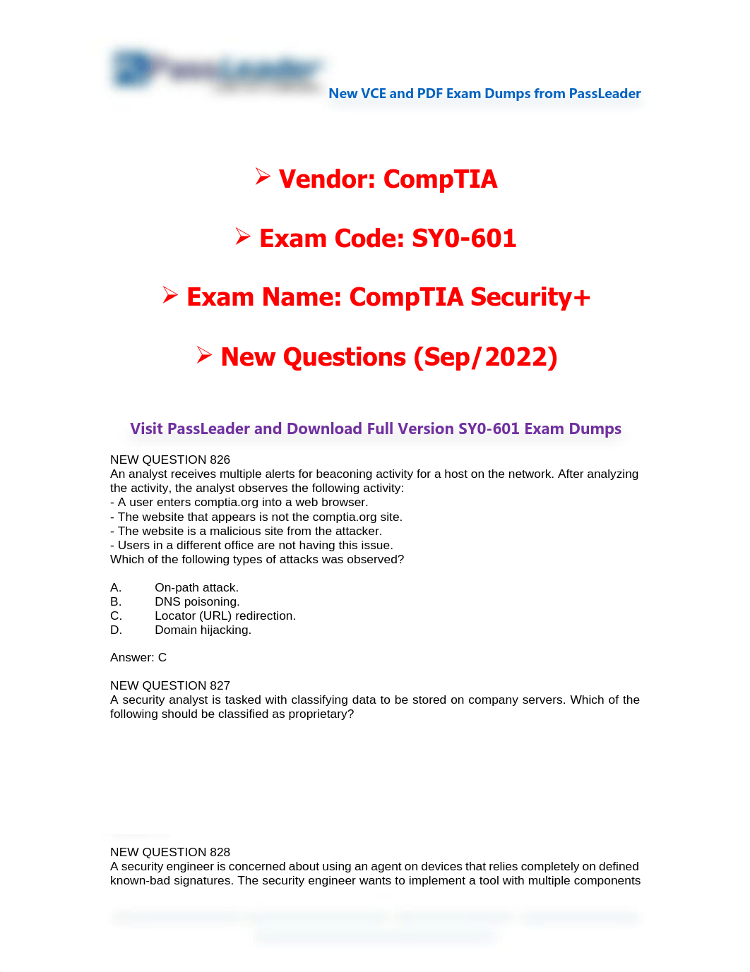 [Sep-2022] New PassLeader SY0-601 Exam Dumps.pdf_dc4d5hftai9_page1