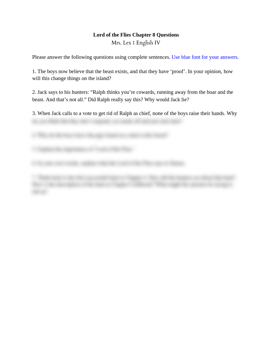 Chaz White-Crocker - 12 Lord of the Flies Chapter 8 Questions_dc4mnk1xsi1_page1