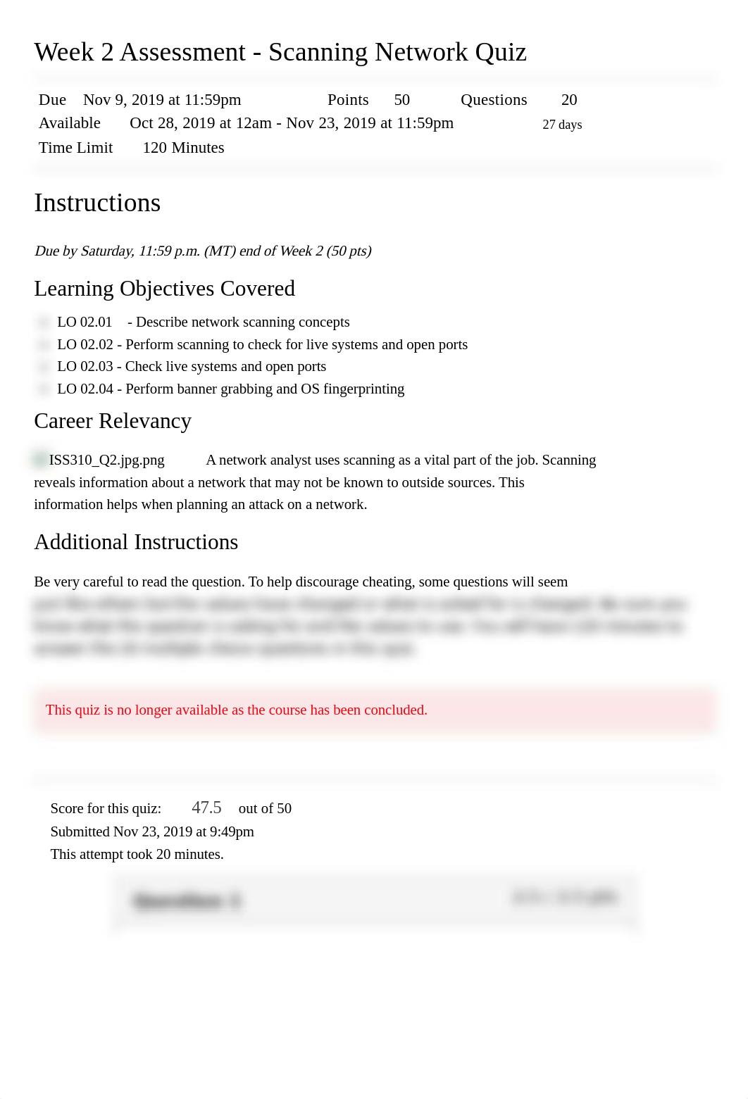 Week 2 Assessment - Scanning Network Quiz_ ISS310_2_20191028M_OL_Information Security Management.pdf_dc7b2sc66ae_page1