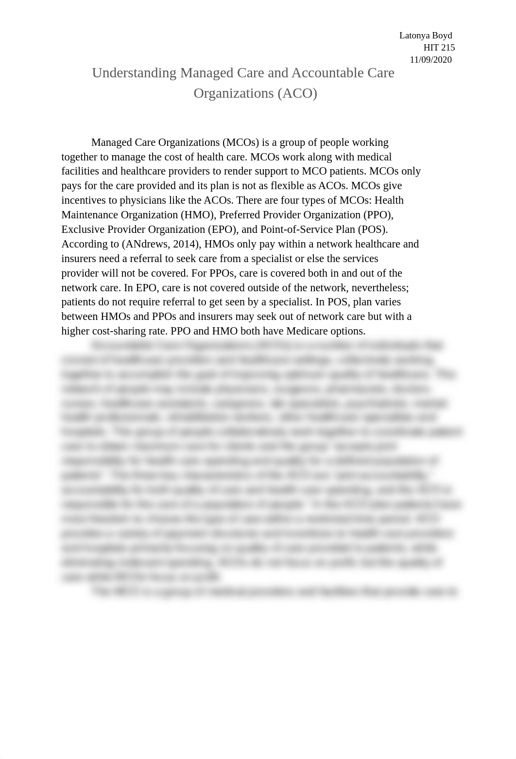 HIT 215 Understanding Managed Care and Accountable Care Organizations (ACO).docx_dc8wmqzmz45_page1