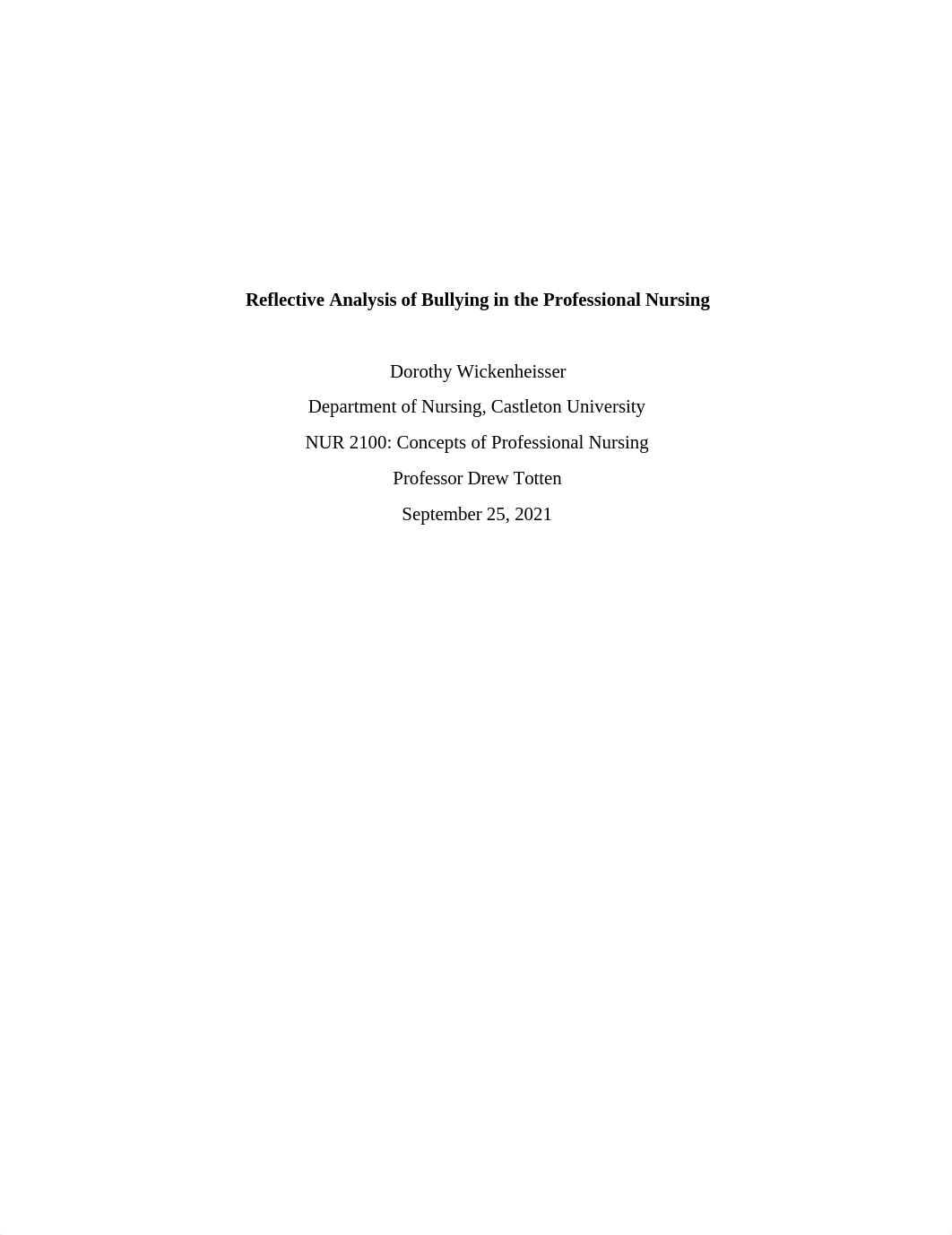 Reflective Analysis of Nursing Practice and Experience of Bullying.docx_dc9tpgcfllv_page1