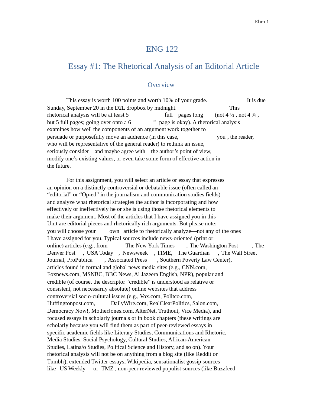 ACC - ENG 122 - Unit 1 Week 2 - Rhetorical Analysis of an Editorial PROMPT - Fall 2020 - 122-111 TR._dc9wm5wptpg_page1