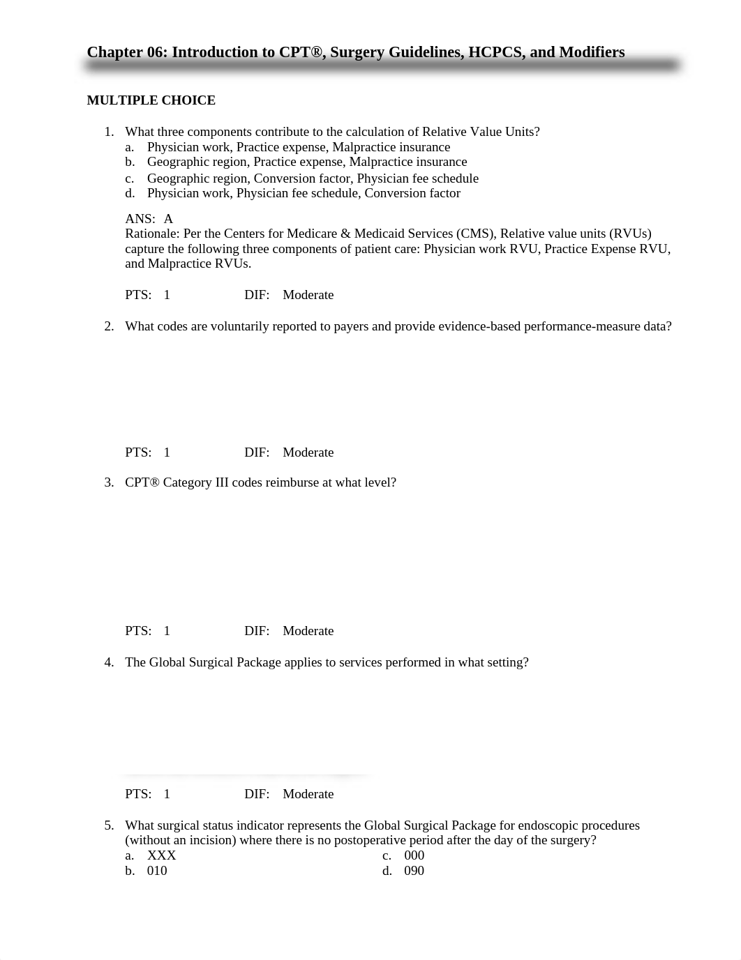 Chapter 6 - Intro to CPT, Surgery   Guidelines, HCPCS and Modifiers - Answer Key.pdf_dcalvm1uard_page1