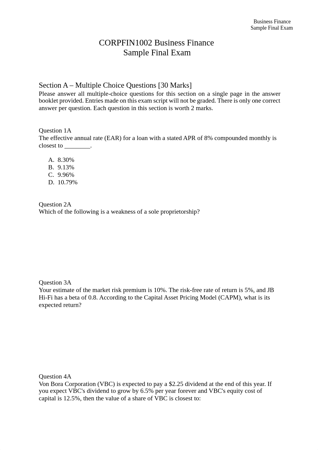 Business Finance - Sample Final Exam_s1_2020.pdf_dcaqupluq17_page1