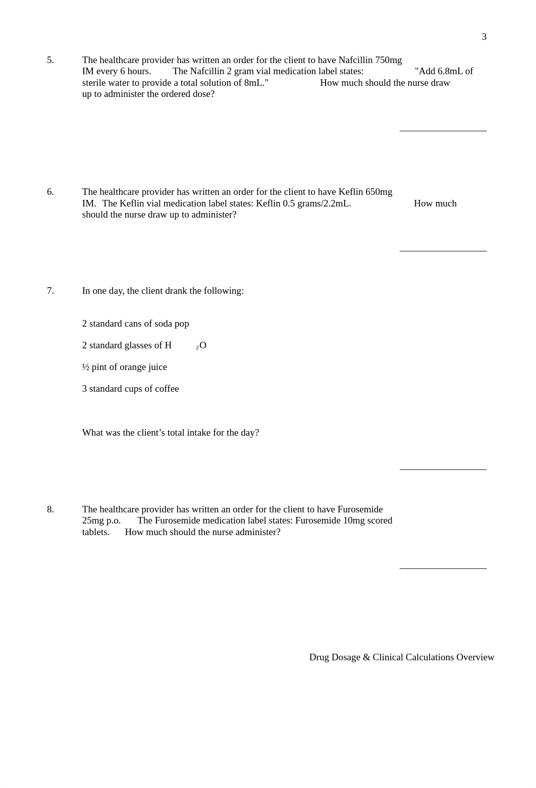 Drug Dosage and Clinical Calculations Self Practice Test with Key.docx_dcbdp1hpofy_page3