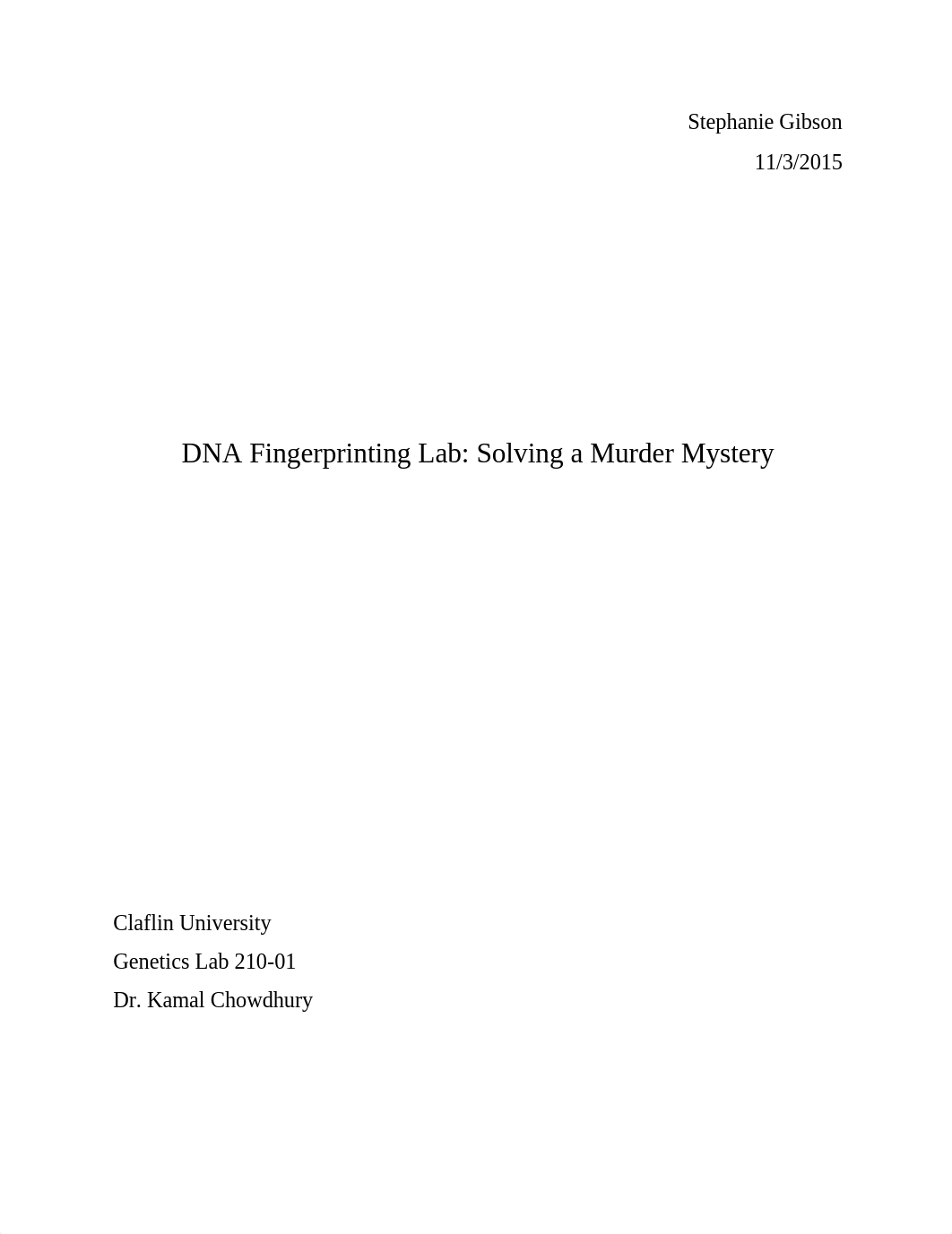 DNA Fingerprinting Lab Solving a Murder Mystery Lab Report_dcbwjr19huh_page1