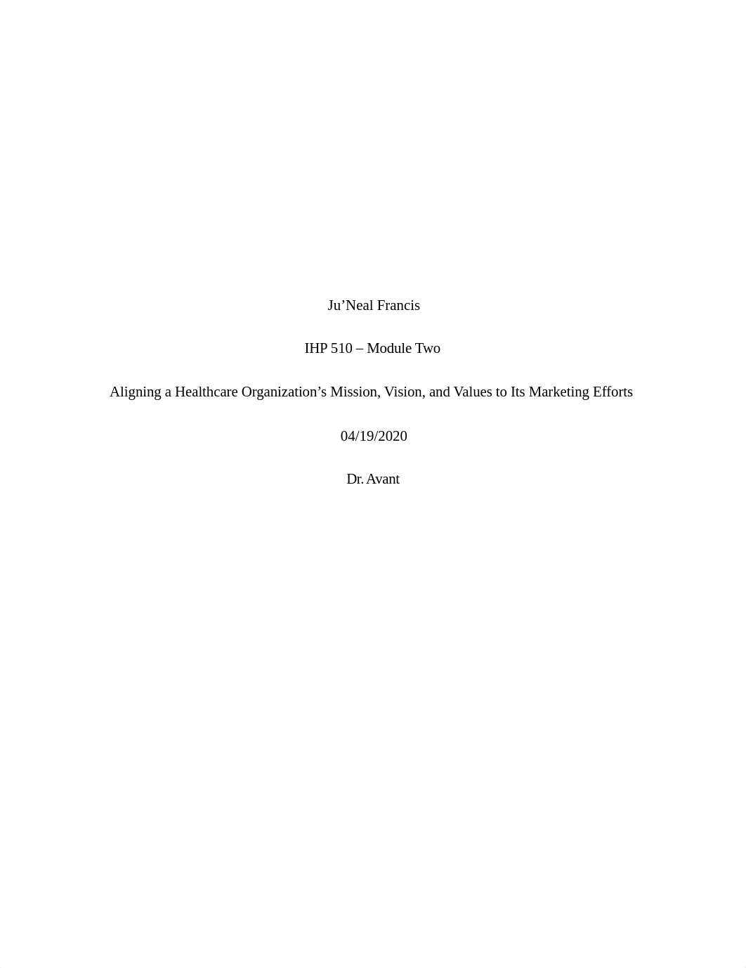 IHP 510 Module Two Short Paper.docx_dcc2gc3uni8_page1