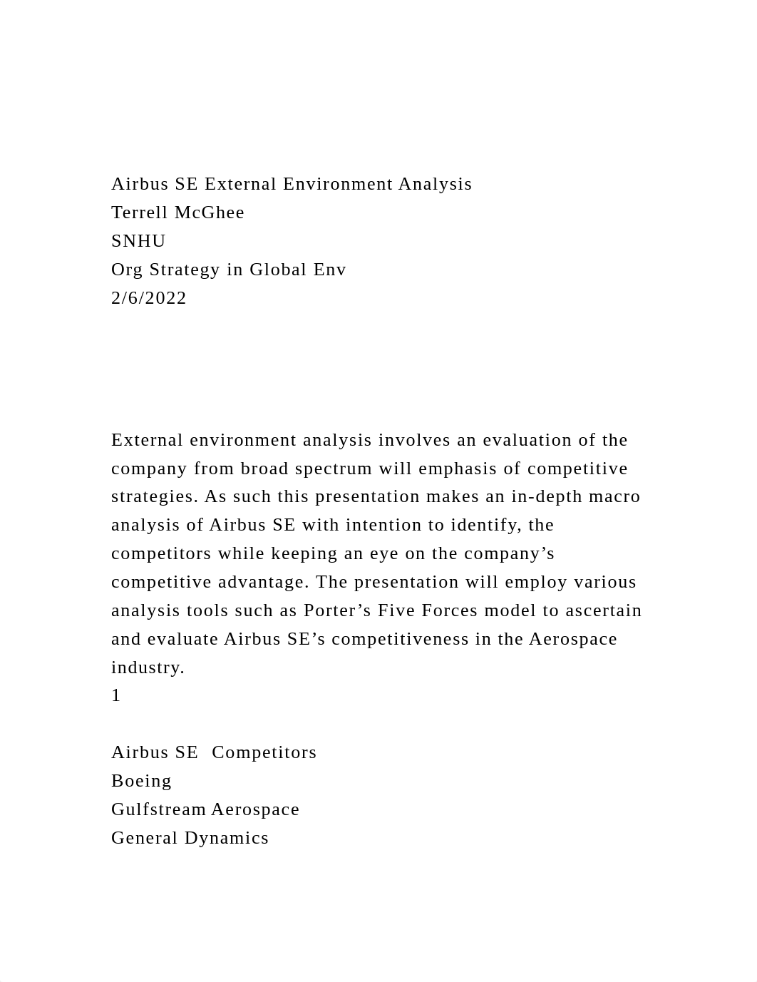 Airbus SE External Environment AnalysisTerrell McGheeSNHUO.docx_dcdeiib1zmi_page2