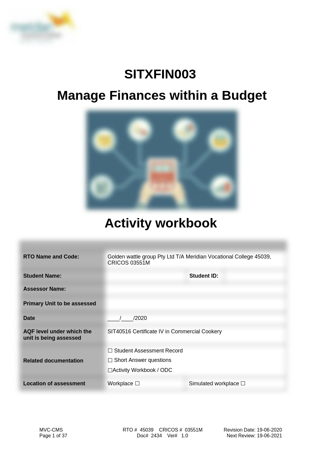 kk kk - 5. SITXFIN003 Manage Finances within a budget Activity Workbook  copy.docx_dcdkbb22dtn_page1