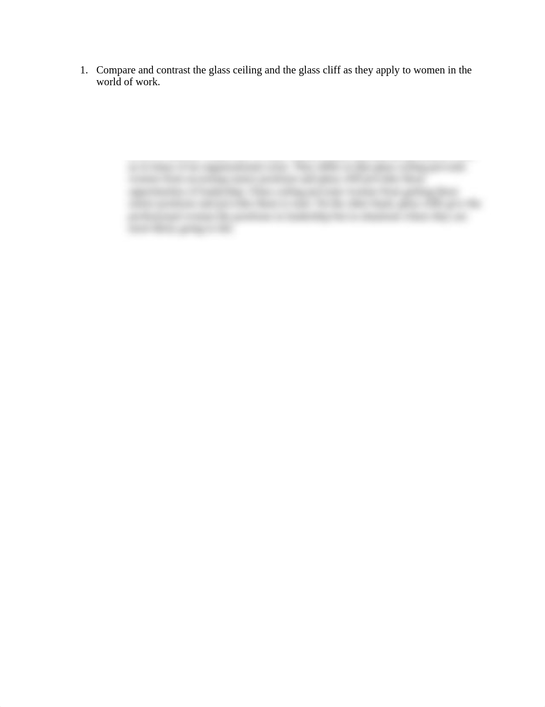 Compare and contrast the glass ceiling and the glass cliff as they apply to women in the world of wo_dcdnbjb665z_page1