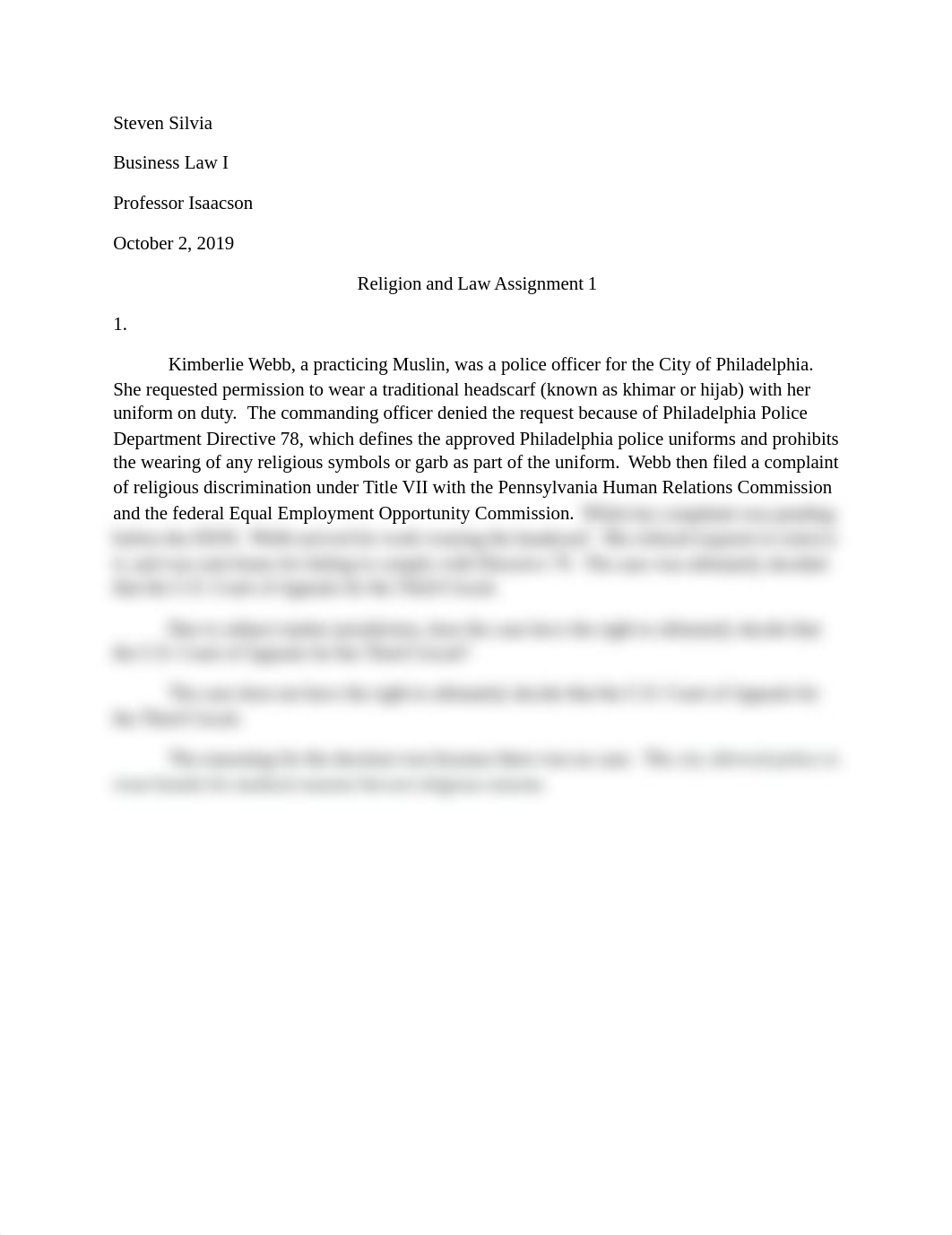 Business Law-Religion and Law Assignment 1.docx_dcdx5o2muqc_page1