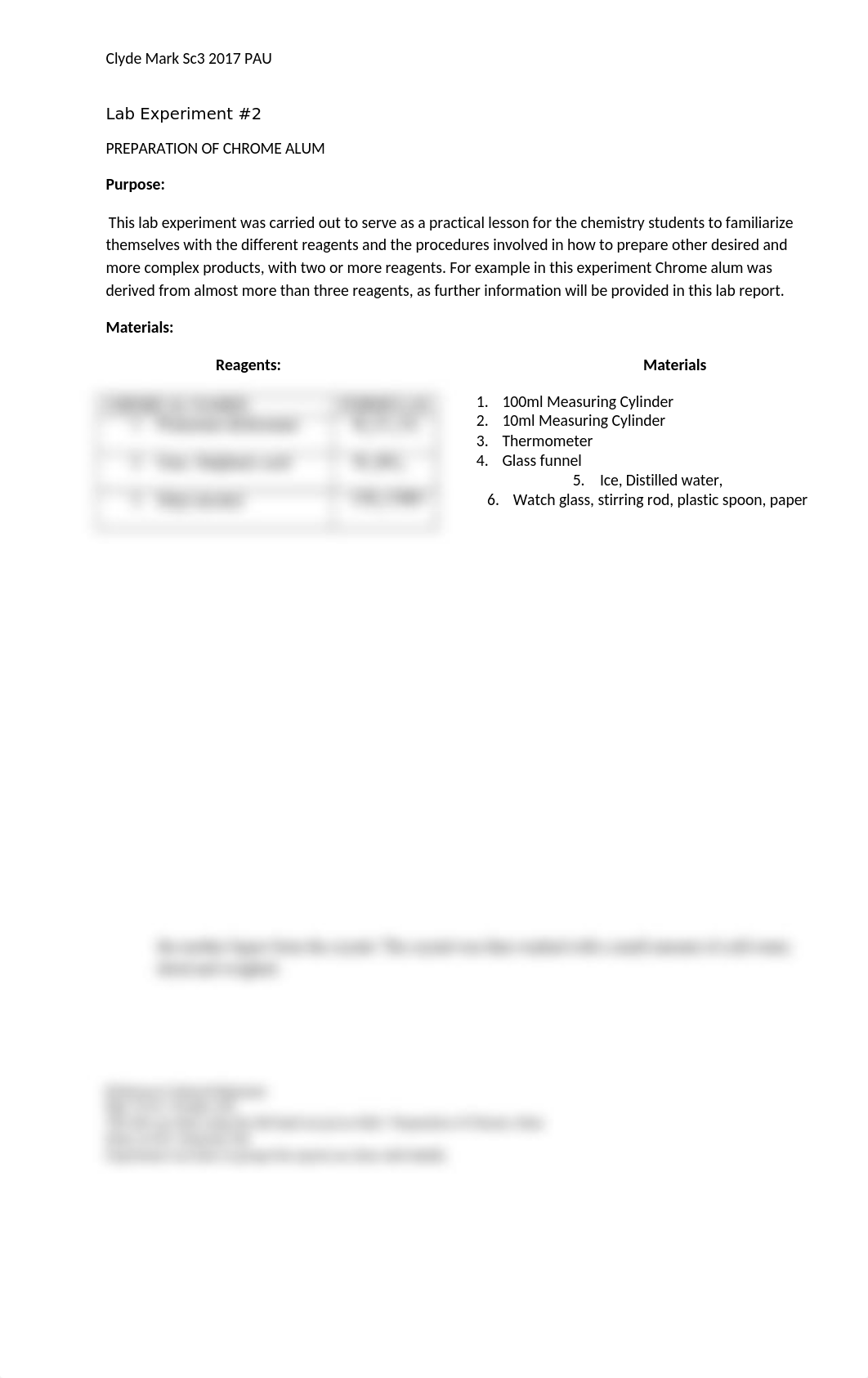 #2 Lab Experiment.docx PREPARATION OF CHROME ALUM_dcet6rfz3z6_page1