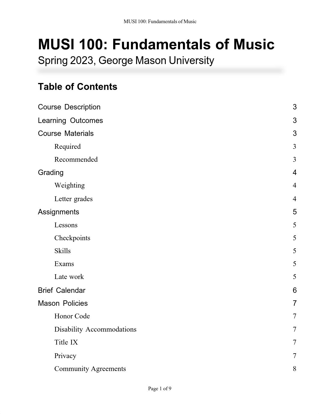 MUSI 100 DL2 Fundamental Music Spring 2023  syllabus pdf.pdf_dcez6ia1wvh_page1