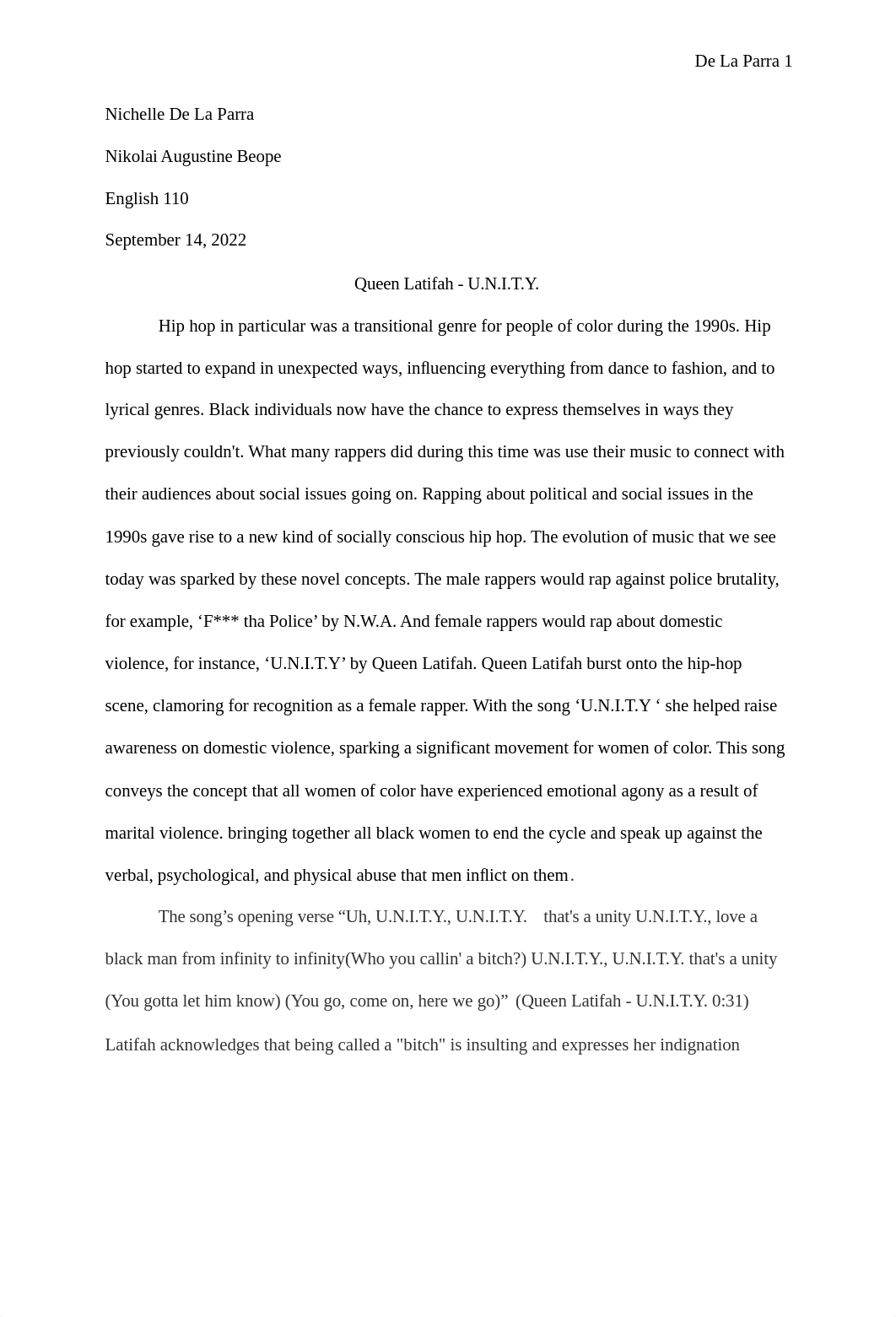 English 110 Essay Queen Latifah - U.N.I.T.Y. .pdf_dcfvkdbjkmc_page1