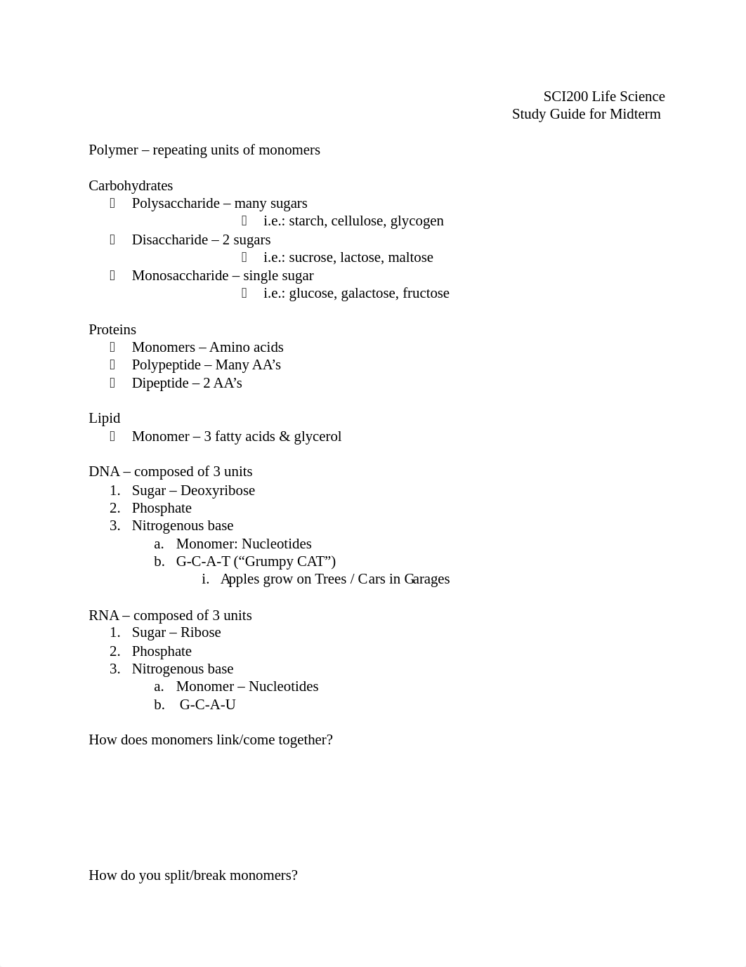 SCI200 - Midterm Study Guide .docx_dcfy3968p1q_page1