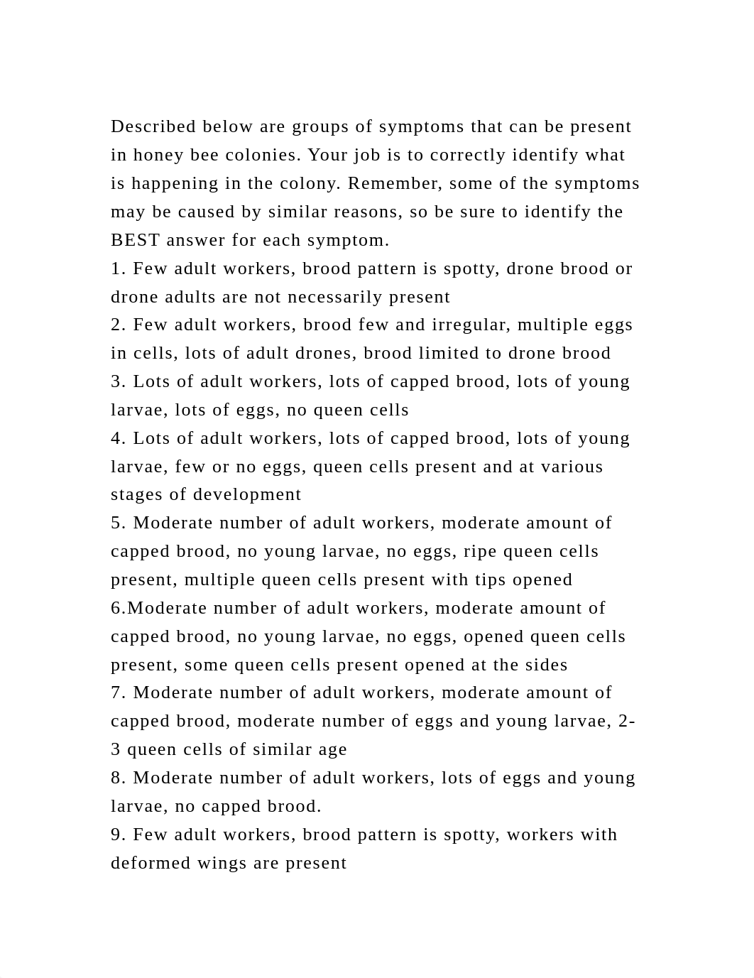 Described below are groups of symptoms that can be present in honey .docx_dcg78vllt9a_page2