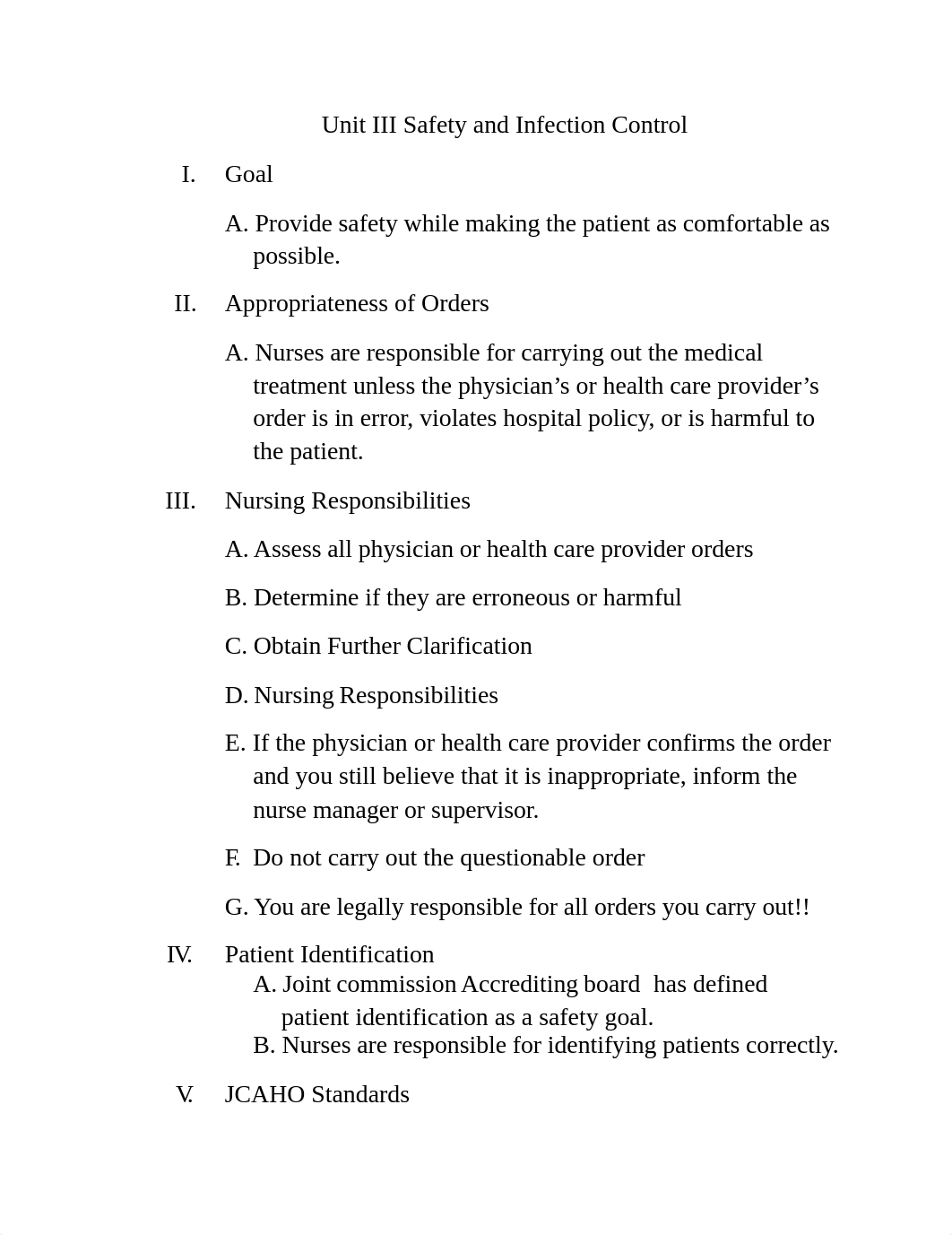 Unit III -Safety and Infection Control Notes.doc_dch1290d37f_page1