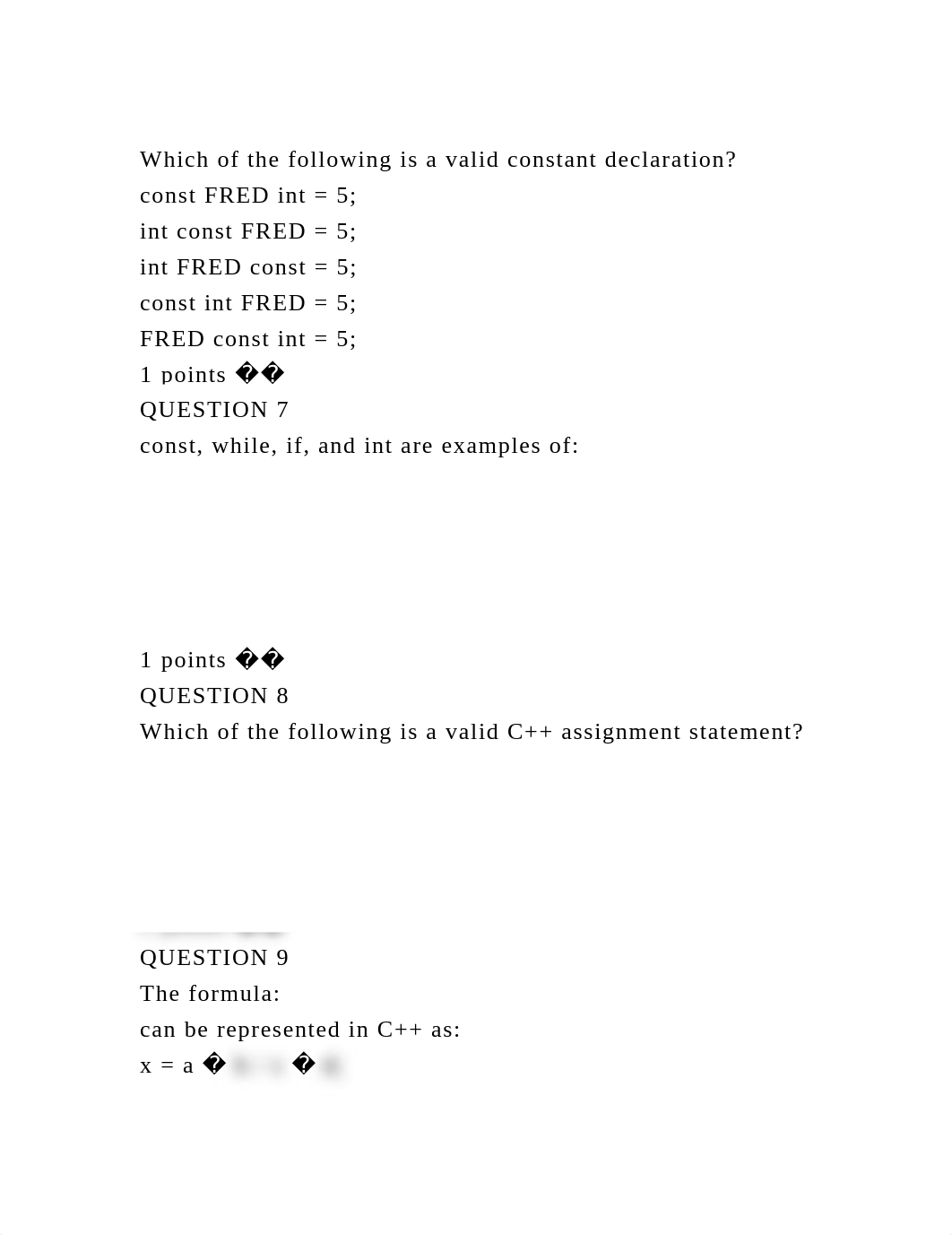 Which of the following is a valid constant declarationconst FRED .docx_dchhgr67b9e_page2