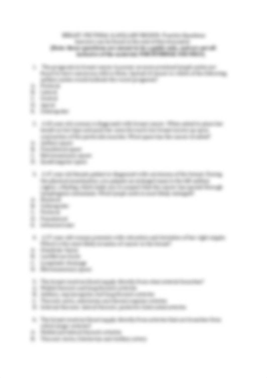 Breast Pectoral and Axillary Region Practice Questions - revised.pdf_dchs6rf81x3_page1