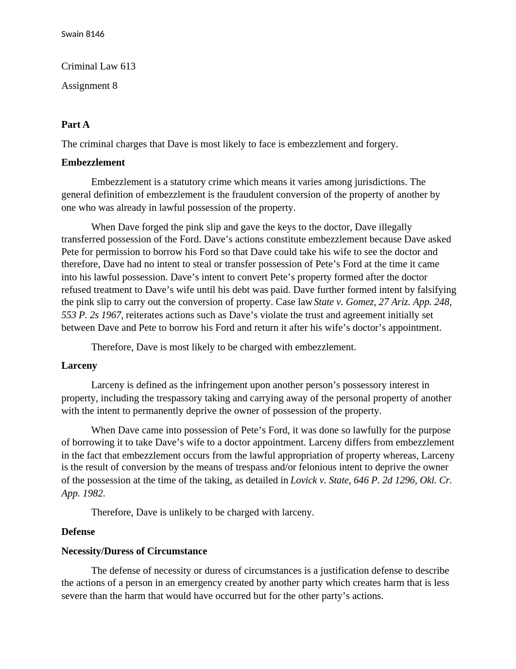 Criminal Law 613 Assignment 8 - Swain 8146.docx_dchttmxtsto_page1