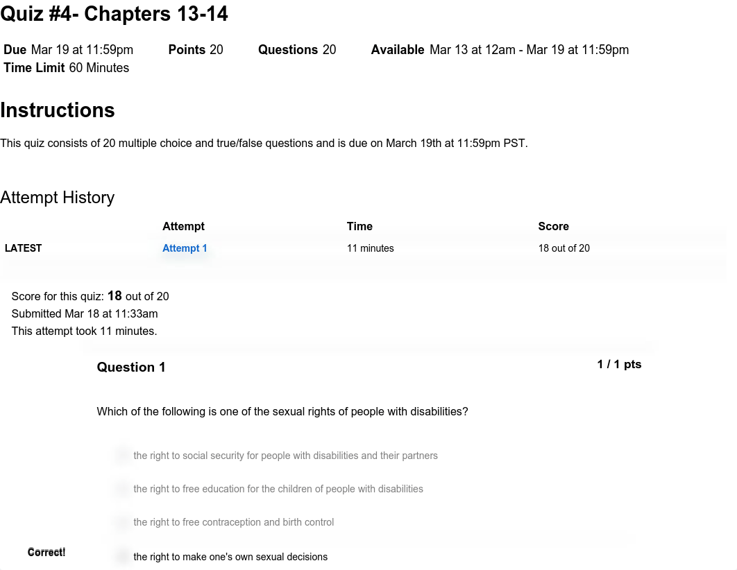 Quiz #4- Chapters 13-14 H SC 425 Sec05 4007 Human Sexuality & Sex Educatn.pdf_dci2vmo3r12_page1