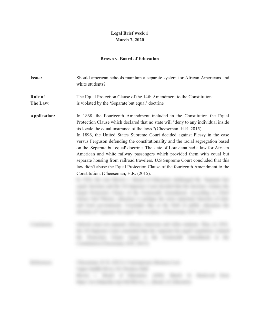 540 BUS - BUSINESS LAW - LEGAL BRIEF WEEK1 - Brown v. Board of Education.pdf_dci7qve55zq_page1