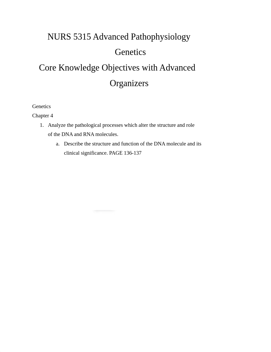 NURS 5315 Advanced Pathophysiology Genetics - University of Texas, Arlington.docx_dcikyb18eil_page1