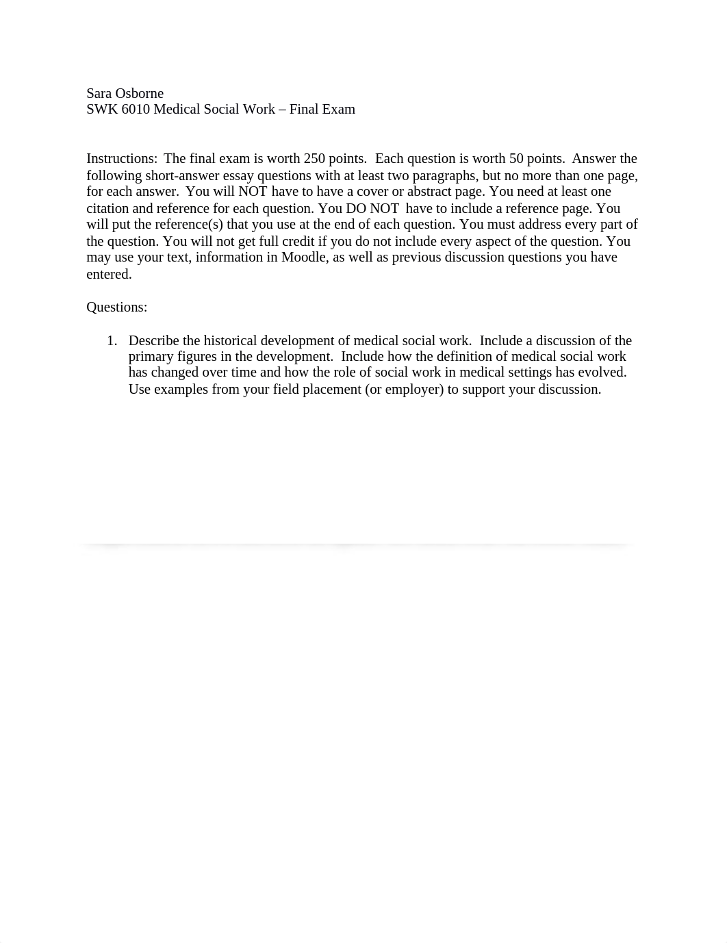 SWK 6010 Medical Social Work - Final Exam.docx_dcisj6ytrkf_page1