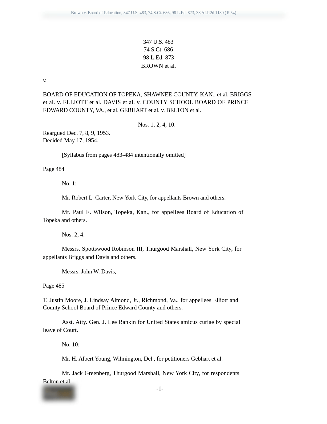 Brown v. Board of Education, 347 U.S. 483, 74 S.Ct. 686, 98 L.Ed. 873, 38 ALR2d 1180 (1954) (1).docx_dcj8euh0qso_page1