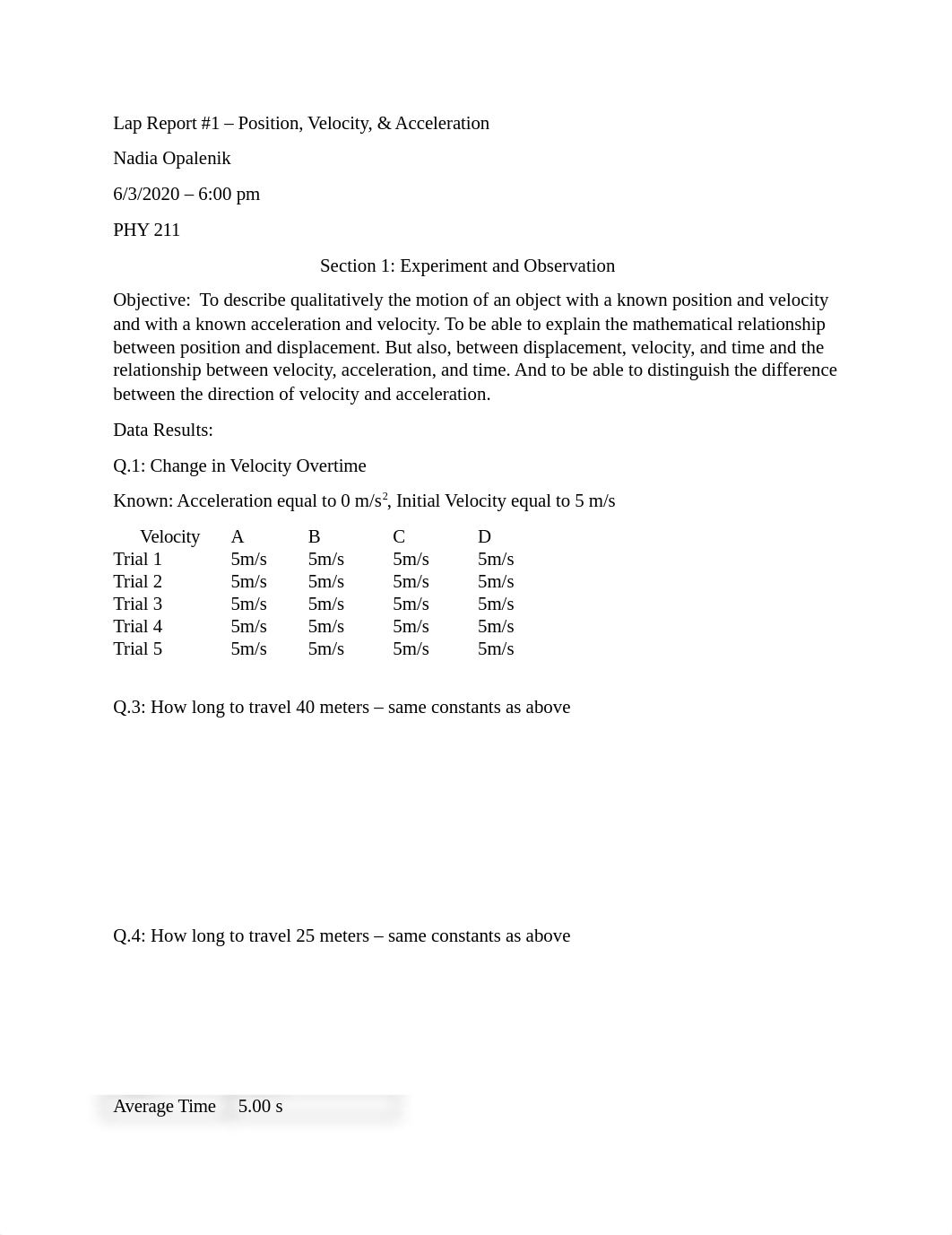 Lab Report 1 - Position, Velocity, & Accelaration Lab.docx_dcjtrh6ts01_page1