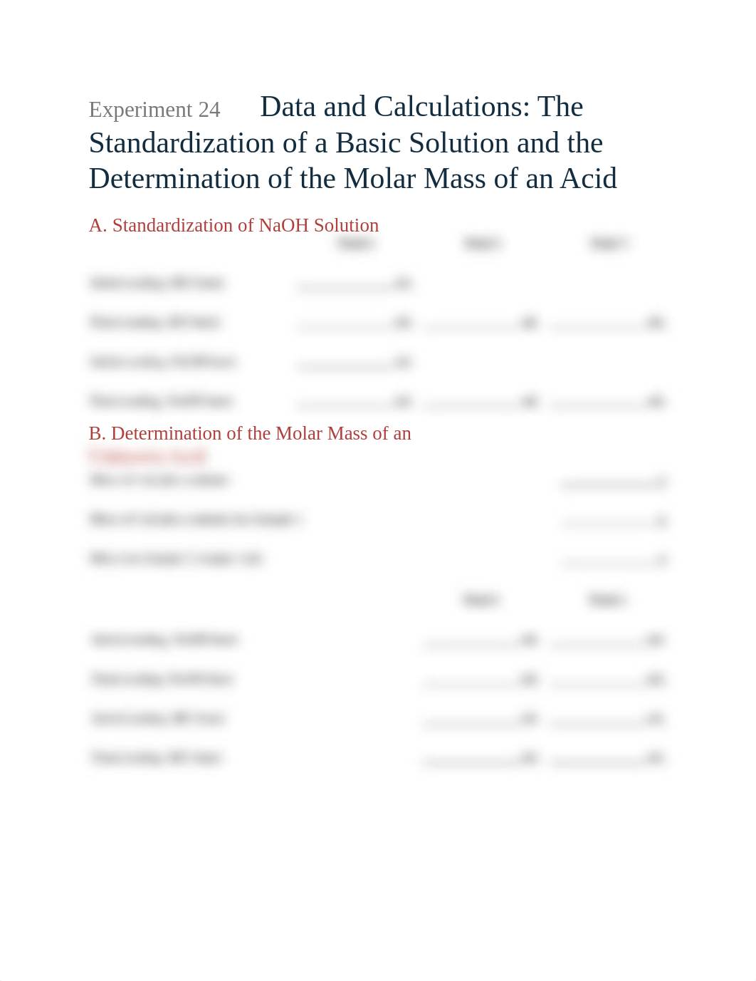 Experiment 24 The Standardization of a Basic Solution and the Determination of the Molar Mass of an_dck5cnb8nln_page1